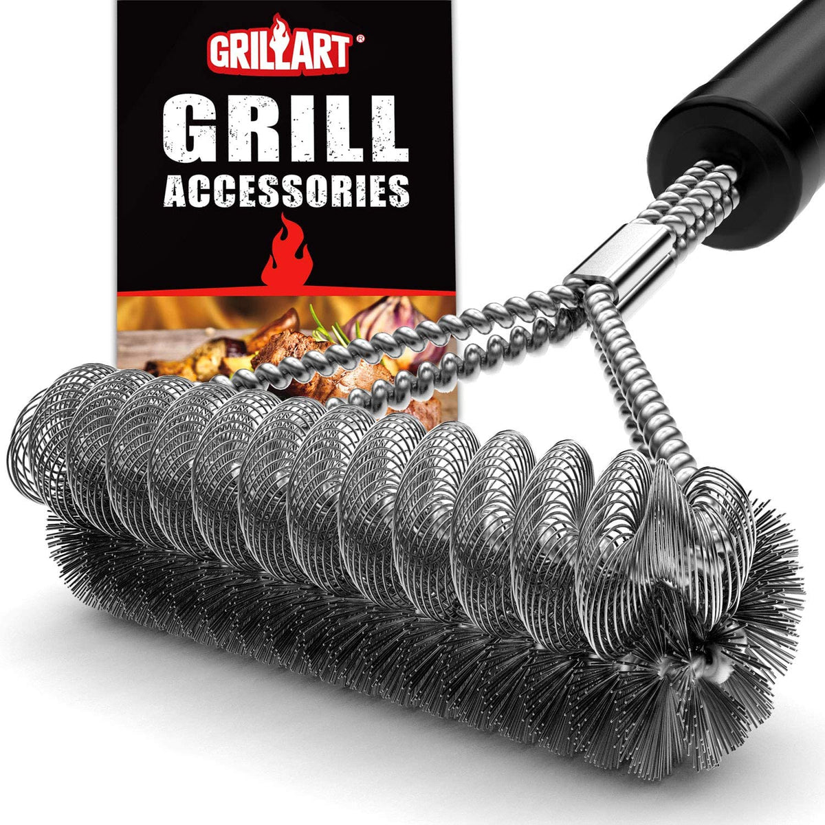  BBQ Grill Brush Bristle Free for Outdoor Grill, BBQ Accessories  with 2 Sponge Replaceable Grill Brush Head, Steam Grate Cleaner,BBQ  Cleaning Brush,Grill Brush Set, Bristle Free Grill Brush and Scraper 