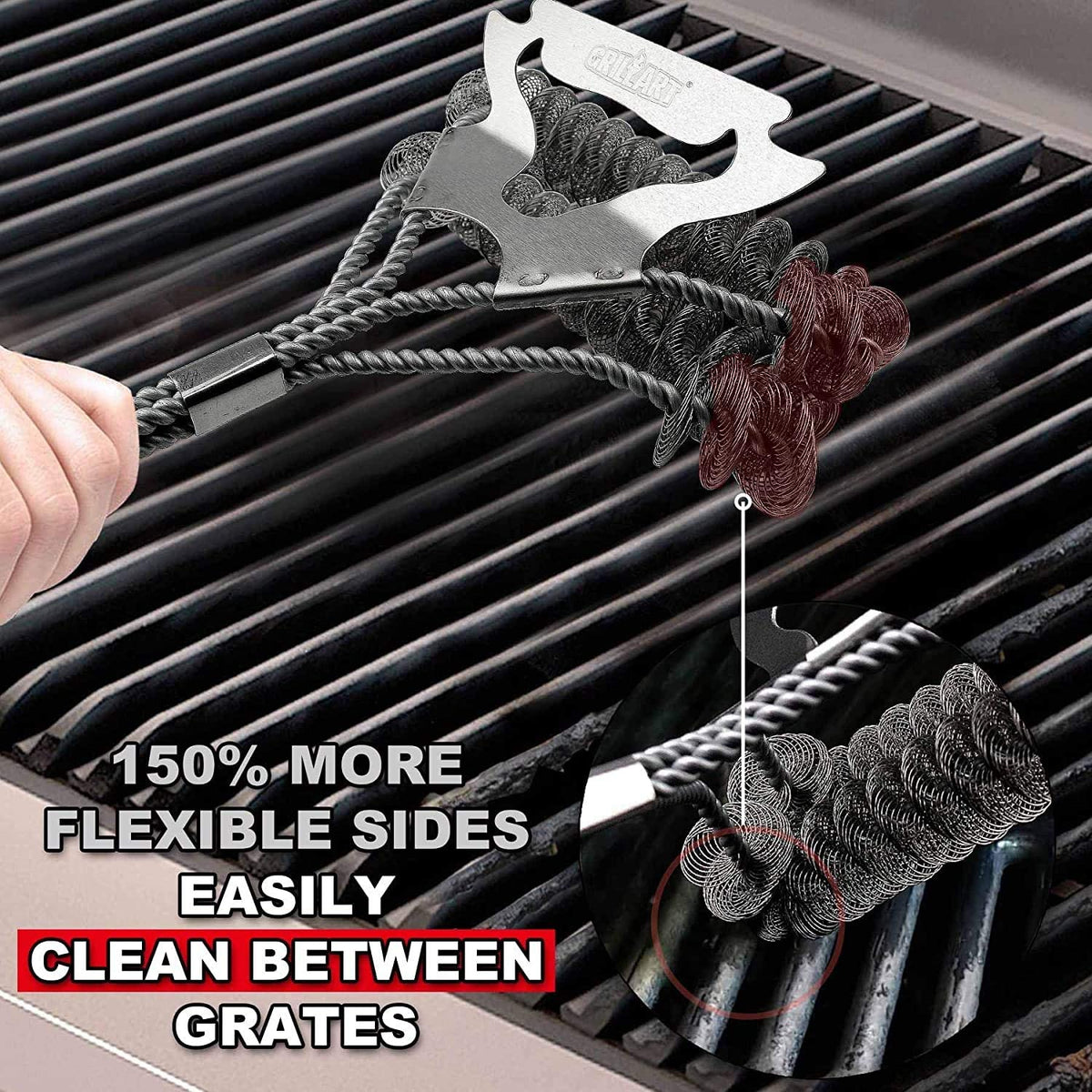 3 In 1 Bbq Cleaner Grill Brush And Scraper 17in Safety Bristle-free Grill  Brush