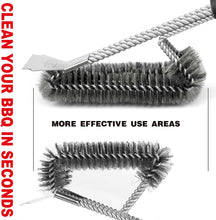 Load image into Gallery viewer, GRILLART Grill Brush and Scraper - Extra Strong BBQ Cleaner Accessories - Safe Wire Bristles 18" Stainless Steel Barbecue Triple Scrubber Cleaning Brush for Gas/Charcoal Grilling Grates, Wizard Tool, BR-8115