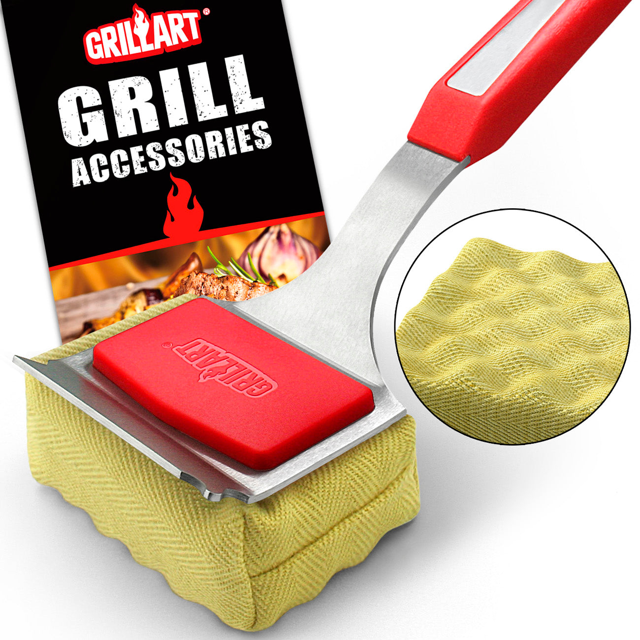 GRILLART Grill Brush and Scraper, Extra Strong BBQ Cleaner Accessories,  Safe Wire Bristles 18 Barbecue Triple Scrubbers Cleaning Brush for