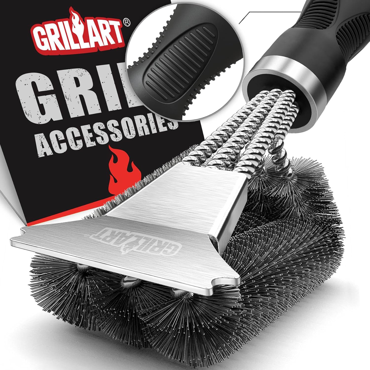 thumbnail image 2 of POLIGO BBQ Grill Brush And Scraper – Stainless Steel Head, Rust-Resistant, Medium Size 2 of 2