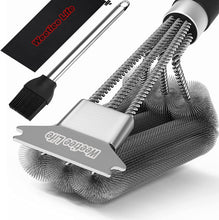 Load image into Gallery viewer, Weetiee Life Grill Brush and Scraper - Extra Strong BBQ Cleaner Accessories - Safe Wire Bristles 18" Stainless Steel Barbecue Triple Scrubber Cleaning Brush for Weber Gas/Charcoal Grilling Grates