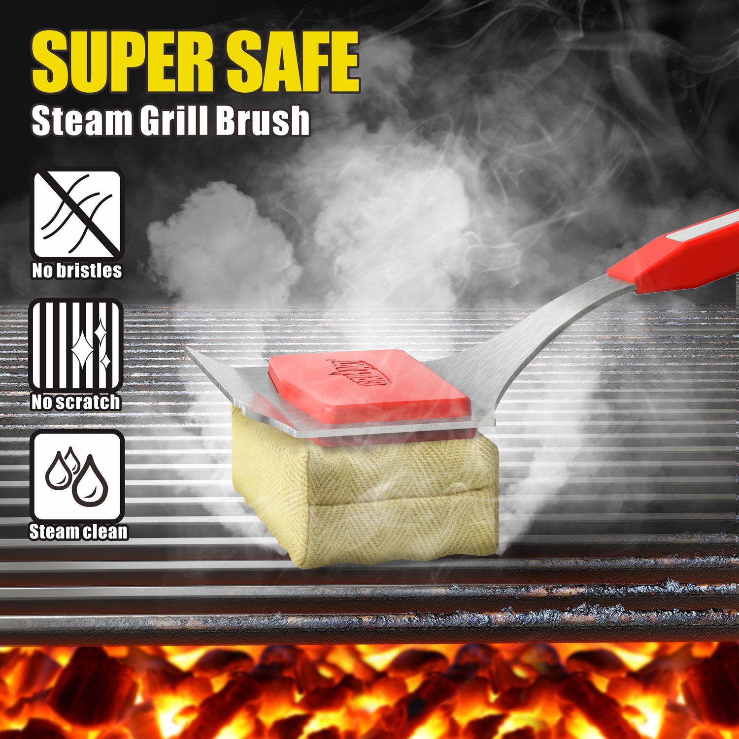 Grill Brush for Outdoor Grill Bristle Free - Heavy Duty 18 Grill Cleaner  Brush Bristle Free & Grill Scraper - Stainless Steel Grill Accessories  Tools