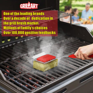 NEW ARRIVAL. GRILLART Grill Brush Bristle Free Steam Cleaning Brush. [Rescue-Upgraded] Unique Seamless-Fitting Scraper Tools for Cast Iron/Stainless-Steel Grates