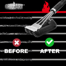 Load image into Gallery viewer, GRILLART Grill Brush and Scraper - Extra Strong BBQ Cleaner Accessories - Safe Wire Bristles 18&quot; Stainless Steel Barbecue Triple Scrubber Cleaning Brush for Gas/Charcoal Grilling Grates, Wizard Tool, BR-8115