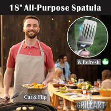 Load image into Gallery viewer, GRILLART BBQ Tools Grill Tools Set -18Inch Grilling Tools BBQ Set - Grill Accessories w/BBQ Tongs, Spatula, Fork, Brush- Stainless Grill Kit Grilling Set - Gift Ideas BBQ Accessories Gifts for Men Dad
