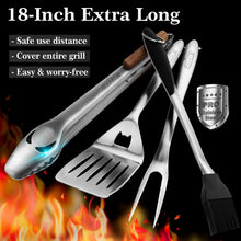 Load image into Gallery viewer, GRILLART BBQ Tools Grill Tools Set -18Inch Grilling Tools BBQ Set - Grill Accessories w/BBQ Tongs, Spatula, Fork, Brush- Stainless Grill Kit Grilling Set - Gift Ideas BBQ Accessories Gifts for Men Dad