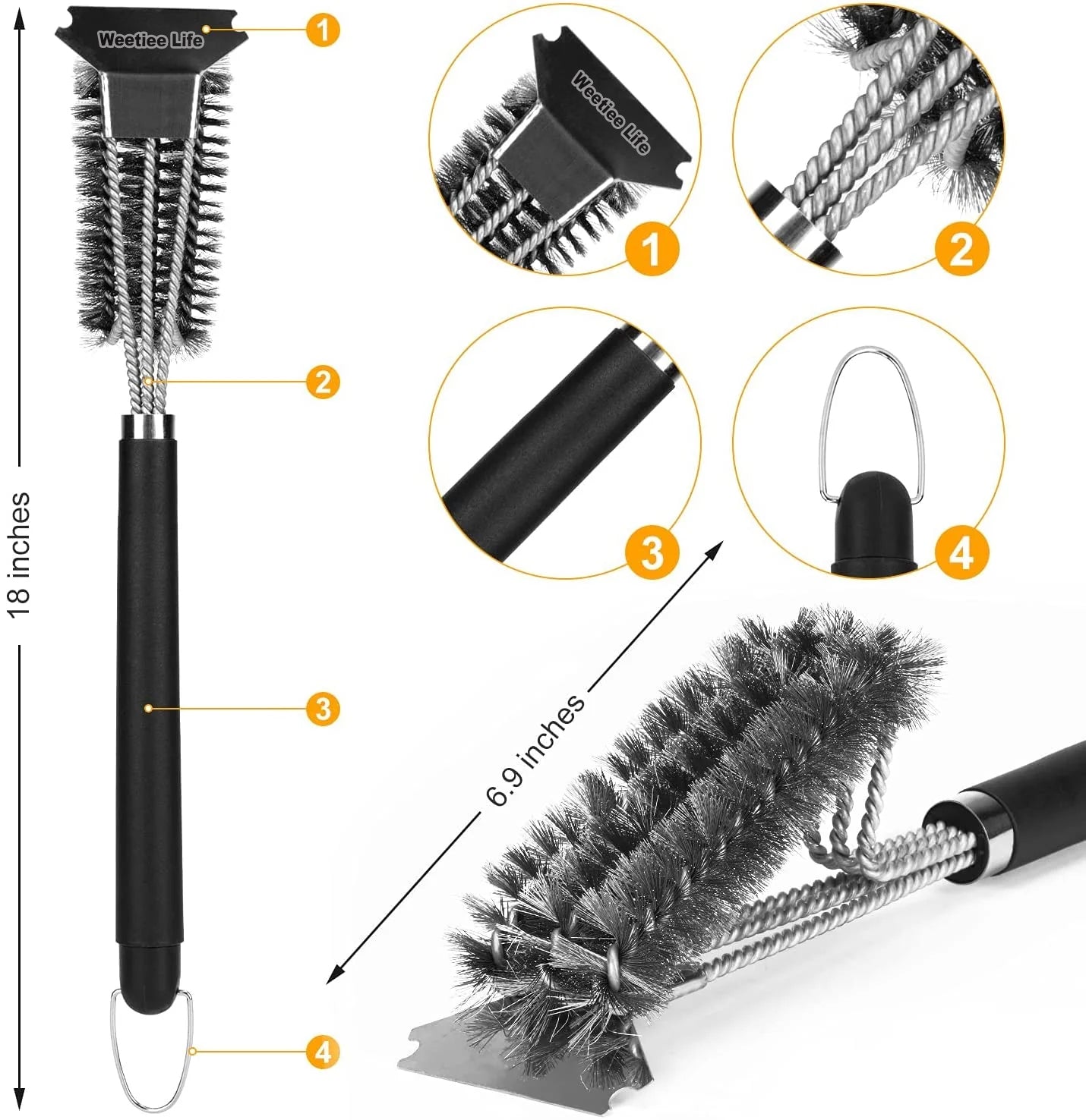 Weetiee Life Grill Brush and Scraper - Thumbnail 2