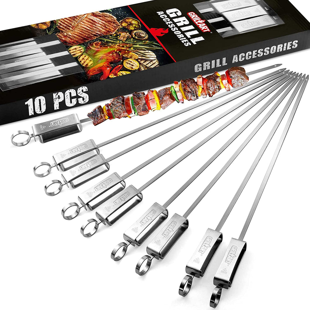 GRILLART Kabob Skewers for Grilling Metal Skewers for Kabobs