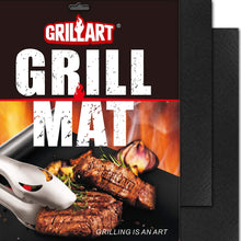 Load image into Gallery viewer, GRILLART BBQ Grill Mat - 100% Non-Stick 600 Degree Heavy Duty Mats (Set of 2) - Reusable, Easy to Clean Barbecue Grilling Accessories - Works on Electric Grill Gas Charcoal BBQ