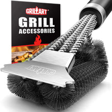 Load image into Gallery viewer, GRILLART Grill Brush and Scraper with Deluxe Handle -Safe Stainless Steel Wire Grill Brush for Gas Infrared Charcoal Porcelain Grills - BBQ Cleaning Brush for Grill Grate Cleaner, BR-8529
