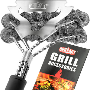 GRILLART Grill Brush and Scraper Bristle Free, 17-Inch Grill Cleaning Brush, Stainless Steel