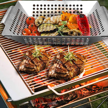 Load image into Gallery viewer, GRILLART Grill Basket for Vegetables &amp; Meat – Large Grill Wok/Pan for the Whole Family - Heavy Duty Stainless Steel Veggie Grilling Basket Built to Last - Best BBQ Accessories for All Grills &amp; Smokers
