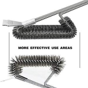 GRILLART Grill Brush and Scraper Best BBQ Brush for Grill, Safe 18" Stainless Steel Woven Wire 3 in 1 Bristles Grill Cleaning Brush, BR-4516