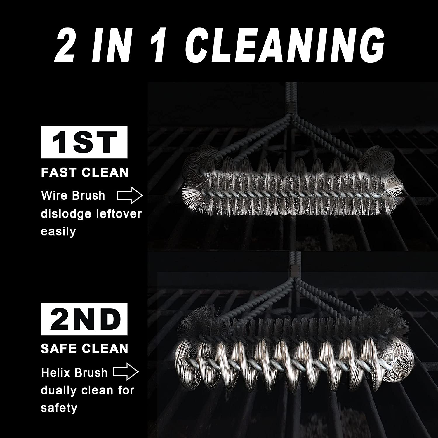 GRILLART Grill Brush and Scraper BBQ Brush for Grill, Safe 18 Stainless  Steel Woven Wire 3 in 1 Bristles Grill Cleaning Brush, BR-4516