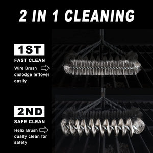 GRILLART Grill Brush Bristle Free & Wire Combined BBQ Brush - Safe & Efficient Grill Cleaning Brush- 17" Grill Cleaner Brush for Gas/Porcelain/Charbroil Grates - Perfect BBQ Accessories Gifts for Men