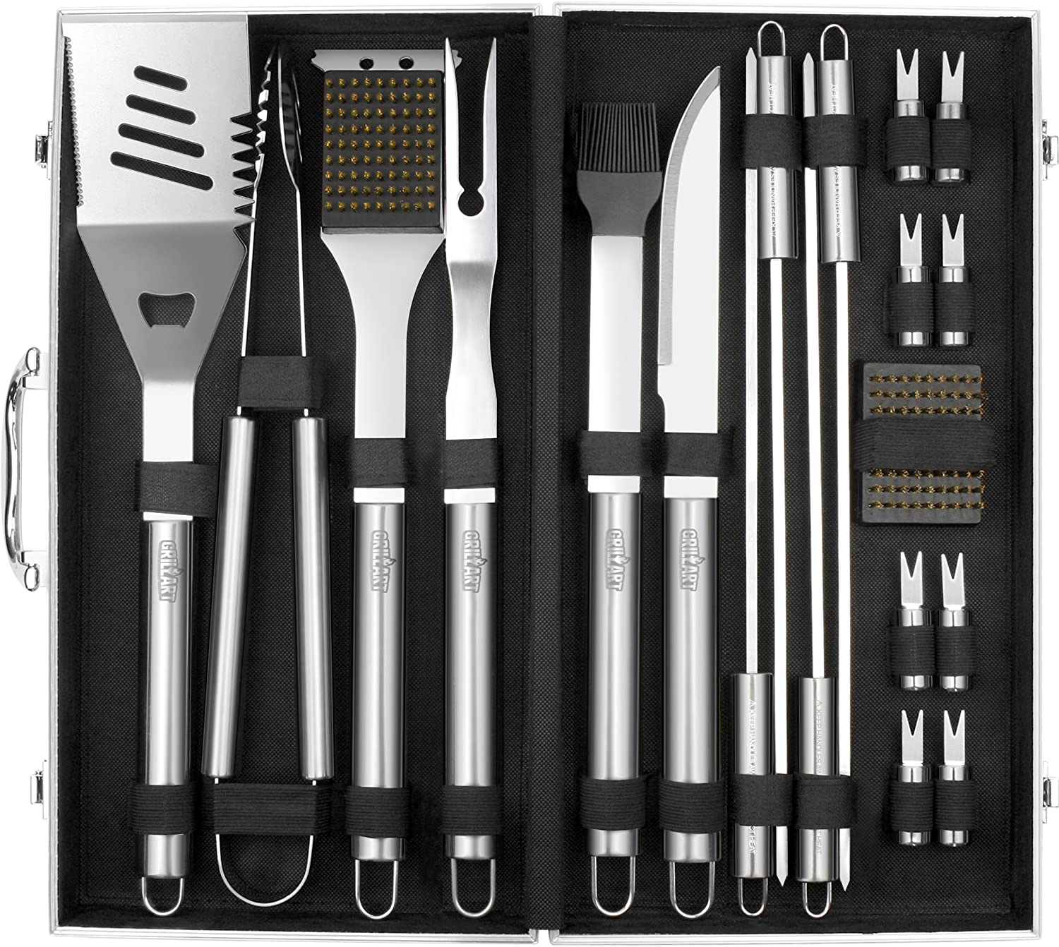  BBQ Accessories Kit - 20pcs Stainless BBQ Grill Tools Set for  Smoker Camping Barbecue Grilling Tools BBQ Utensil Set Outdoor Cooking Tool  Set with Canvas Bag Gift for Thanksgiving Day