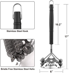 GRILLART Grill Brush and Scraper Bristle Free, 17-Inch Grill Cleaning Brush, Stainless Steel