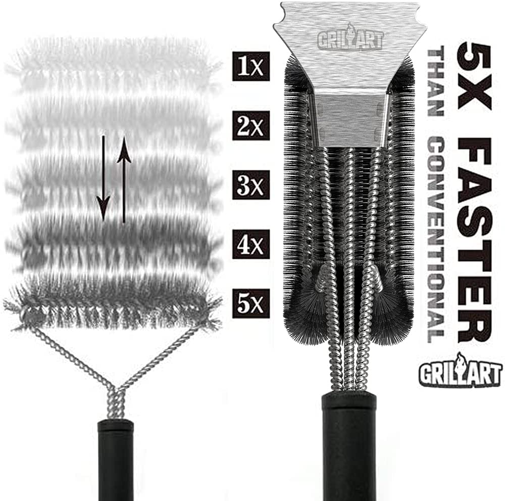 NEW ARRIVAL. GRILLART Grill Brush Bristle Free Steam Cleaning Brush.  [Rescue-Upgraded] Unique Seamless-Fitting Scraper Tools for Cast