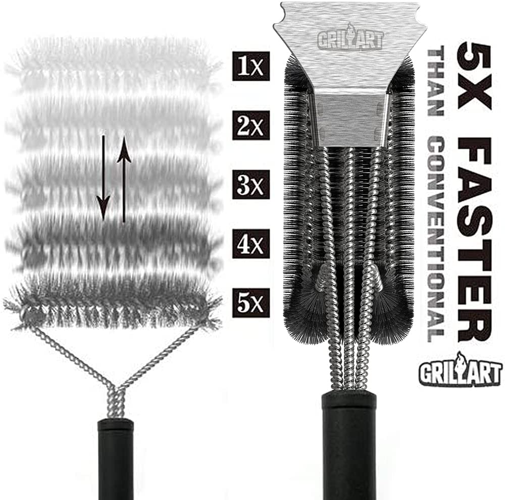 GRILLART Grillborstel Borstelvrij - Veilige BBQ Schoonmaak Grill Borstel en Schraper - 18 Beste RVS Grilling Accessoires Cleaner voor Weber Gas/Houtskool Porselein/Keramiek/Ijzer/Staal Grillroosters GRILLART Grillborstel Borstelvrij - Veilige BBQ Schoonmaak Grill Borstel en Schraper - 18 Beste RVS Grilling Accessoires Cleaner voor Weber Gas/Houtskool Porselein/Keramiek/Ijzer/Staal Grillroosters