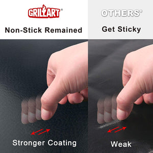 GRILLART BBQ Grill Mat - 100% Non-Stick 600 Degree Heavy Duty Mats (Set of 2) - Reusable, Easy to Clean Barbecue Grilling Accessories - Works on Electric Grill Gas Charcoal BBQ