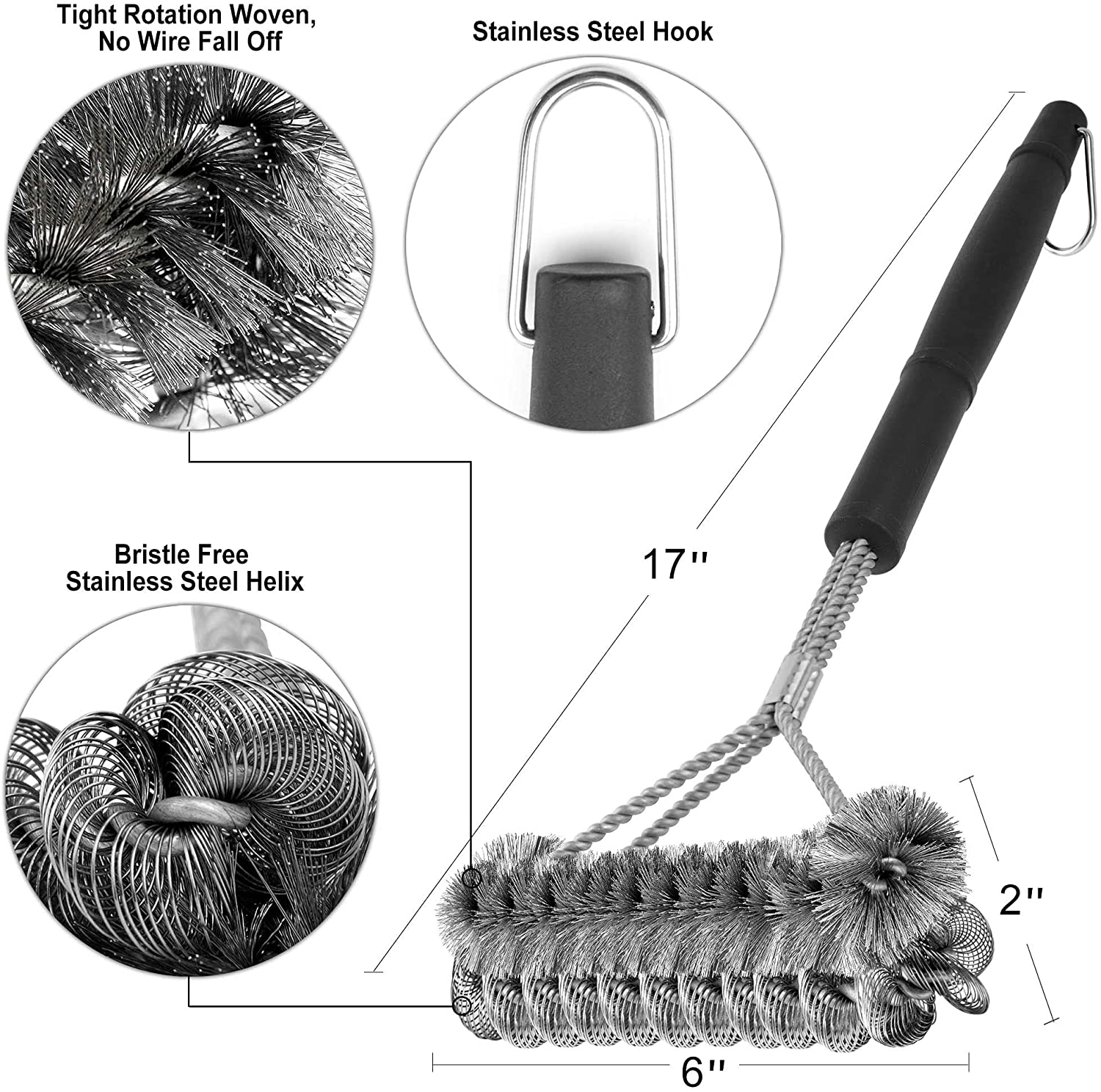 GRILLART Grill Brush Bristle Free. [Rescue-Upgraded] BBQ Replaceable  Cleaning Head, Unique Seamless-Fitting Scraper Tools for Cast