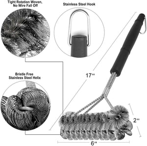 GRILLART Grill Brush Bristle Free & Wire Combined BBQ Brush - Safe & Efficient Grill Cleaning Brush- 17" Grill Cleaner Brush for Gas/Porcelain/Charbroil Grates - Perfect BBQ Accessories Gifts for Men
