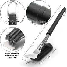 Load image into Gallery viewer, GRILLART Grill Brush and Scraper Best BBQ Brush for Grill, Safe 18&quot; Stainless Steel Woven Wire 3 in 1 Bristles Grill Cleaning Brush, BR-4516