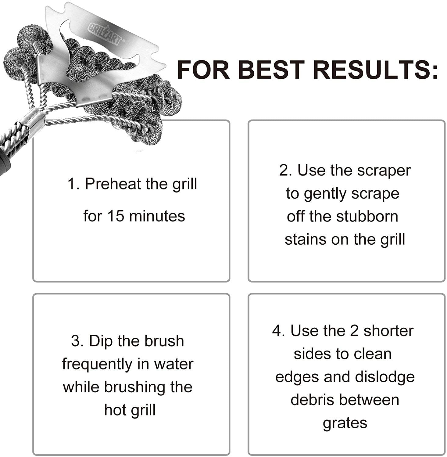 GRILLART Grill Brush and Scraper Bristle Free, 17-Inch Grill