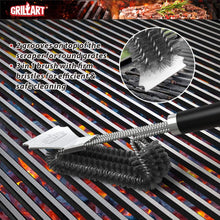 Load image into Gallery viewer, GRILLART Grill Brush and Scraper with Deluxe Handle -Safe Stainless Steel Wire Grill Brush for Gas Infrared Charcoal Porcelain Grills - BBQ Cleaning Brush for Grill Grate Cleaner, BR-8529