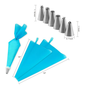 Weetiee Piping Tips And Bags With 26 Thickened Seamless Icing Tips, 2 Silicone Pastry Bags, 2 Flower Nails, 2 Twist Coupler, 3 White Scrapers, Cleaning Brush And Accessories (White)