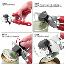 Load image into Gallery viewer, Can Opener with Magnet lifter, Manual-Efficient Smooth Edge Safe Blade Cover - Never Rust Stainless Steel 4in1 Opener for Beer/Paint Can/Tin/Bottle - Nonslip Ergonomic Handlefor Seniors with Arthritis