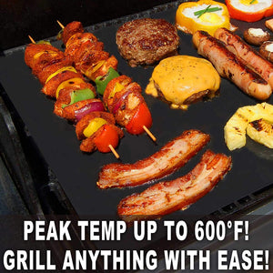 GRILLART BBQ Grill Mat - 100% Non-Stick 600 Degree Heavy Duty Mats (Set of 2) - Reusable, Easy to Clean Barbecue Grilling Accessories - Works on Electric Grill Gas Charcoal BBQ