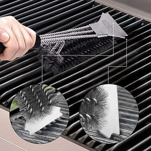 GRILLART Grill Brush and Scraper Best BBQ Brush for Grill, Safe 18" Stainless Steel Woven Wire 3 in 1 Bristles Grill Cleaning Brush, BR-4516
