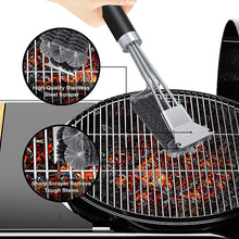 Load image into Gallery viewer, Weetiee Life Grill Brush and Scraper,2 Pack BBQ Grill Cleaning Brush 18" Stainless Steel Wire Bristle BBQ Grill Cleaner Brush Scraper Accessories for Gas Grill Weber Charcoal Porcelain Ceramic Iron Grill