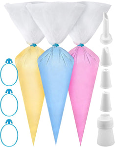 Weetiee Pastry Piping Bags -100 Pack-16-Inch Disposable Cake Decorating Bags Anti-Burst Cupcake Icing Bags for all Size Tips Couplers and Baking Cookies Candy Supplies Kits - Bonus 2 Couplers