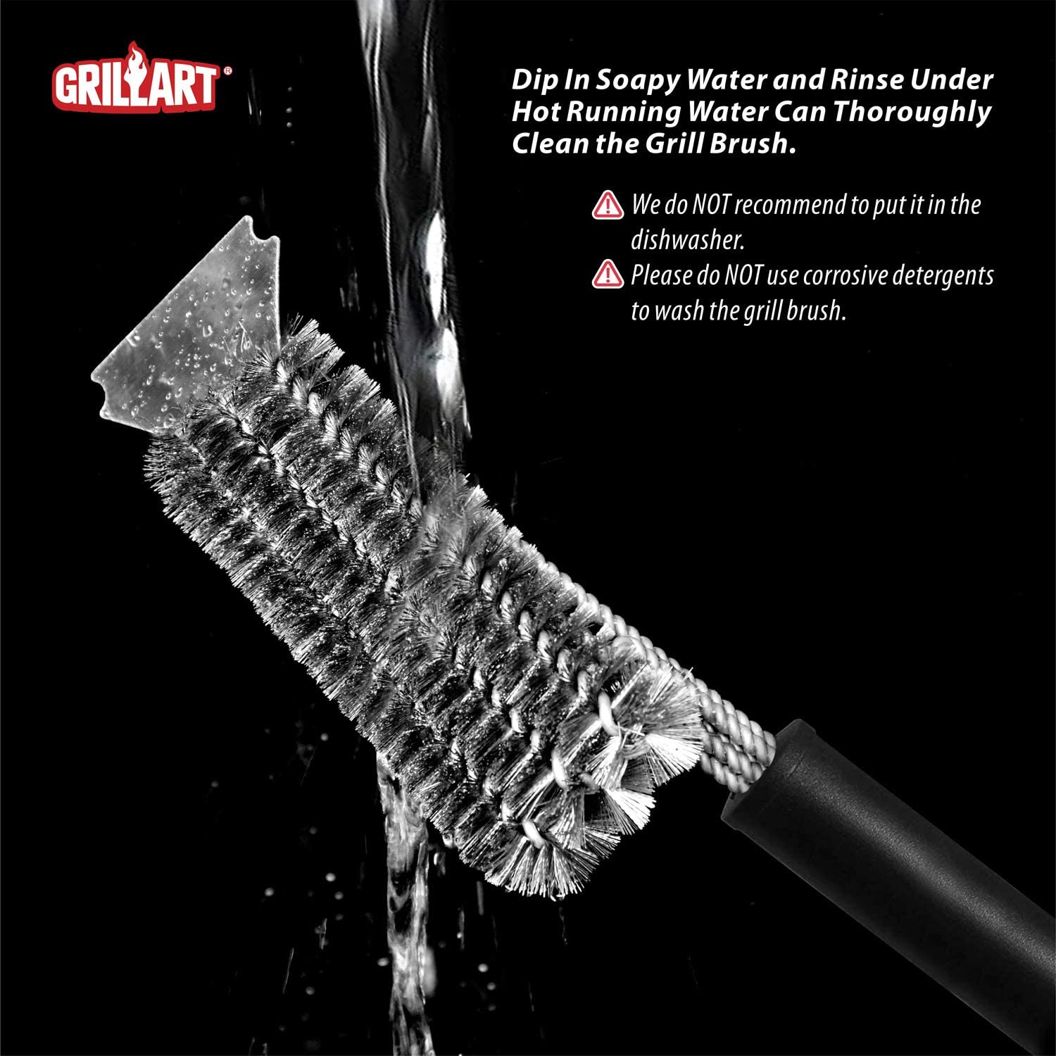 GRILLART Grill Brush and Scraper 18 Inch - Wire Bristle Brush Double S –  GRILLART U.S. by Weetiee