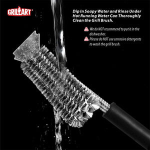 GRILLART Grill Brush and Scraper 18 Inch - Wire Bristle Brush Double Scrapers - Barbecue Cleaning Brush for Gas/Charcoal Grilling Grates - Universal Fit BBQ Grill Accessories, BR-5689