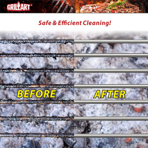 GRILLART Grill Brush and Scraper with Deluxe Handle -Safe Stainless Steel Wire Grill Brush for Gas Infrared Charcoal Porcelain Grills - BBQ Cleaning Brush for Grill Grate Cleaner, BR-8529