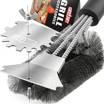 GRILLART Grill Brush and Scraper 18 Inch - Wire Bristle Brush Double Scrapers - Barbecue Cleaning Brush for Gas/Charcoal Grilling Grates - Universal Fit BBQ Grill Accessories, BR-5689