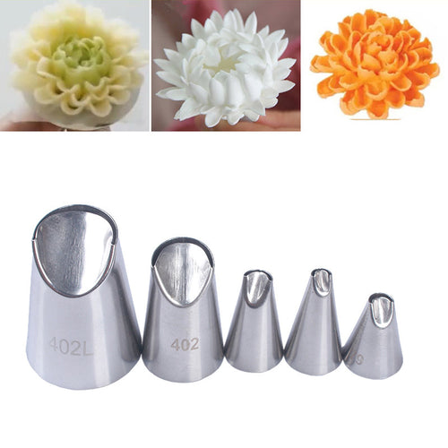 Weetiee 5Pcs/Set Russian Flower Icing Piping Nozzles Tips Cake Decoration Tools Kitchen Pastry Cupcake Baking Pastry Tools