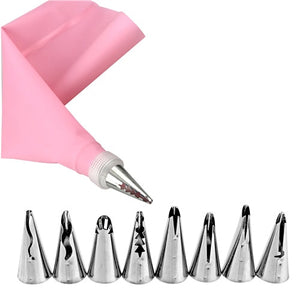 Weetiee 10pcs/set Wedding Cake Decorating Icing Stainless Steel Russian Nozzles Skirt Cake Nozzles Piping Tips Pastry Silicone Cake Bags