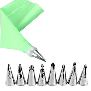 Weetiee 10pcs/set Wedding Cake Decorating Icing Stainless Steel Russian Nozzles Skirt Cake Nozzles Piping Tips Pastry Silicone Cake Bags
