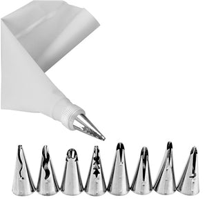 Weetiee 10pcs/set Wedding Cake Decorating Icing Stainless Steel Russian Nozzles Skirt Cake Nozzles Piping Tips Pastry Silicone Cake Bags