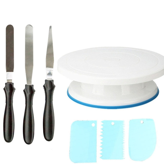 Weetiee Plastic Cake Turntable Rotating Cake Plastic Dough Knife