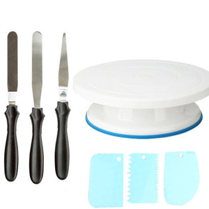 Weetiee 10 inch High quality Cake Stand Craft Turntable Set Platform Cupcake Rotating Plate Revolving Cake Baking Decorating Tools