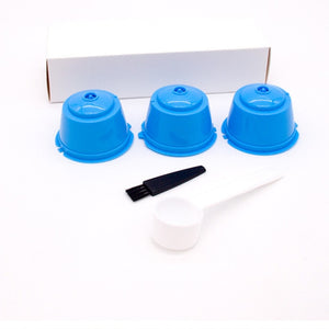 Weetiee 3 Pcs Reusable Coffee Capsule Filter Cup for Nescafe Dolce Gusto Refillable Caps Spoon Brush Filter Baskets Pod Soft Taste Sweet