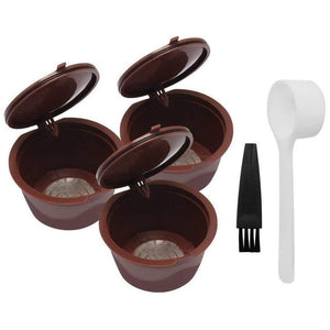 Weetiee 3 Pcs Reusable Coffee Capsule Filter Cup for Nescafe Dolce Gusto Refillable Caps Spoon Brush Filter Baskets Pod Soft Taste Sweet