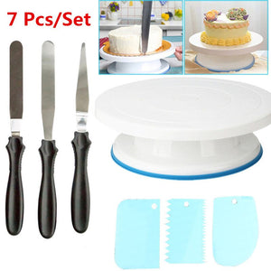 Cake Decorating Turntable Rotating Cake Stand Baking Supplies with  Decorating Sets