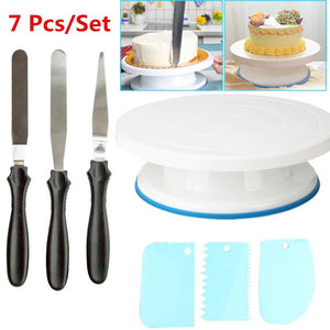 Weetiee 10 inch High quality Cake Stand Craft Turntable Set Platform Cupcake Rotating Plate Revolving Cake Baking Decorating Tools